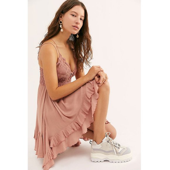 NEW Free People Adella Slip Mini Dress Rose Pink - Picture 3 of 9